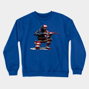 American Military Soldier and USA Flag by focusln Crewneck Sweatshirt